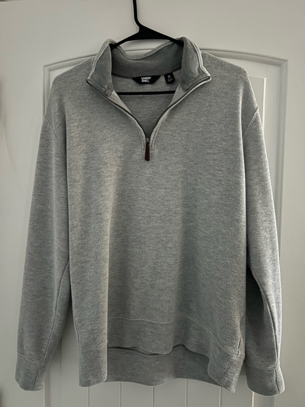Lands' End Men's Light Gray Half-Zip Pullover Sweater